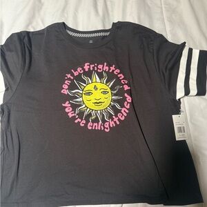 Volcom Black Tee with Sun and Text Graphic